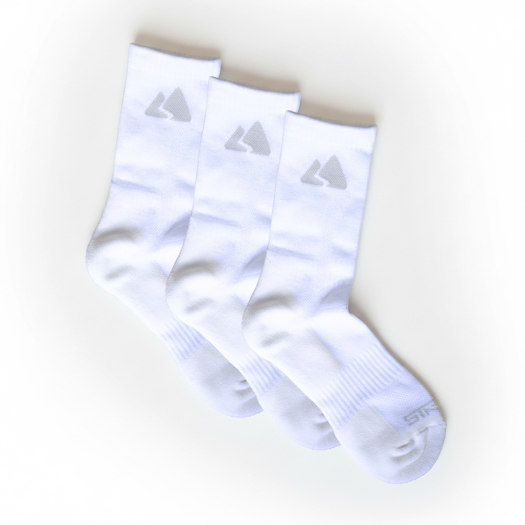 Hochwertige weiße Merino-Crew-Socken für Wandern, Aktivitäten und Laufen