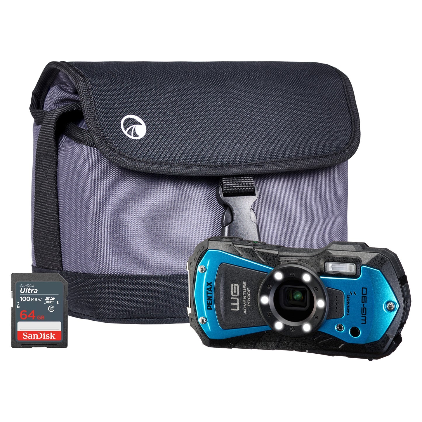 Pentax WG-90 16MP 5x Zoom Tough Compact Camera - Blue