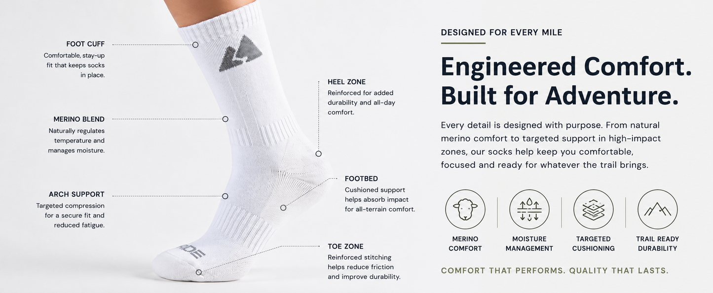 Off-White Merino Wool Hiking Socks