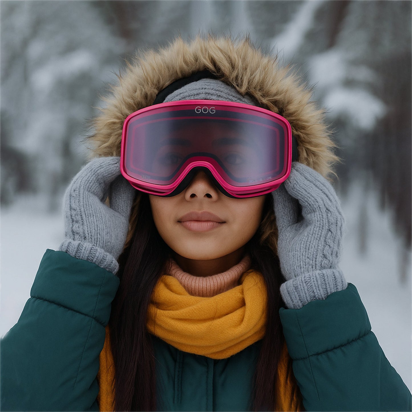Roxie UV400 Ski Snowboard Goggles with Anti-Fog Mirror Hydrophobic Double Lens