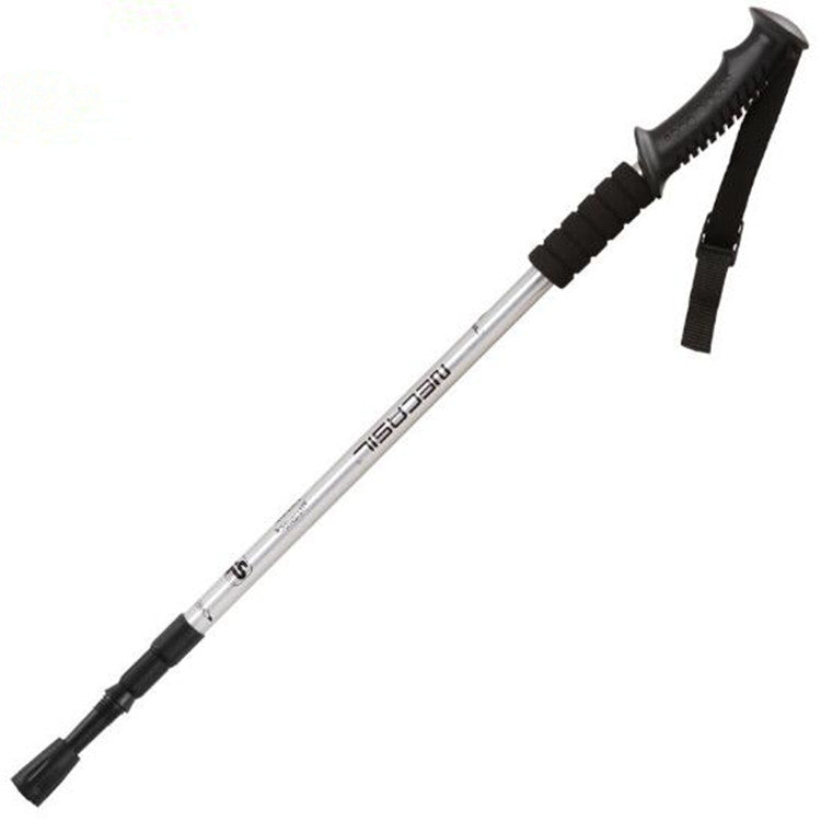 NECASIL Three-section Aluminum Alloy Straight Handle Retractable Trekking Trekking Pole, Three-section (Black), Three-section (Red), Three-section (Blue), Three-section (Silver)