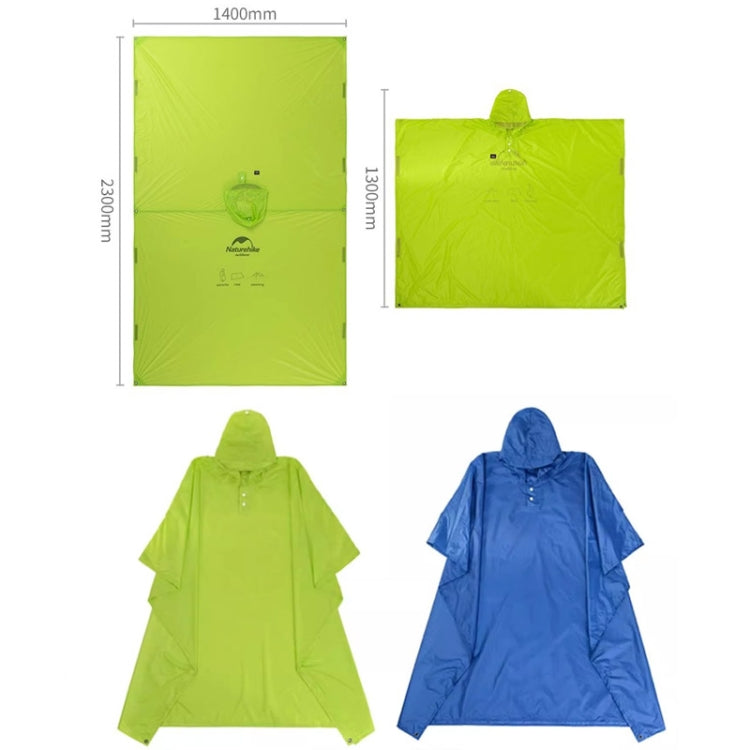 Naturehike 210T Plaid Outdoor Rain Poncho 3 In 1 Canopy Riding Travel Portable Backpacking Raincoat(Blue)